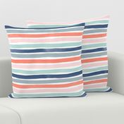 Watercolor Stripes M+M Multi Coral Blues by Friztin