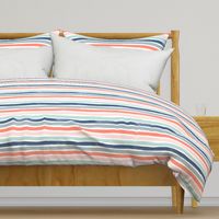 Watercolor Stripes M+M Multi Coral Blues by Friztin