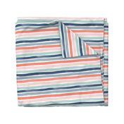 Watercolor Stripes M+M Multi Coral Blues by Friztin