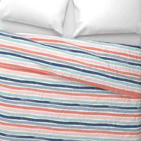 Watercolor Stripes M+M Multi Coral Blues by Friztin