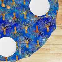 Watercolor Blue Ringed Octopus Mandalas ~ Cobalt  