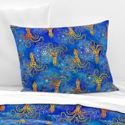 Watercolor Blue Ringed Octopus Mandalas ~ Cobalt  