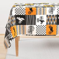 Motocross//A little dirt never hurt - Orange Wholecloth cheater quilt 
