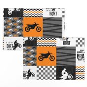 Motocross//A little dirt never hurt - Orange Wholecloth cheater quilt 