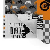 Motocross//A little dirt never hurt - Orange Wholecloth cheater quilt 