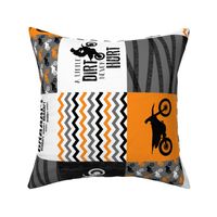 Motocross//A little dirt never hurt - Orange - Wholecloth Cheater Quilt - Rotated