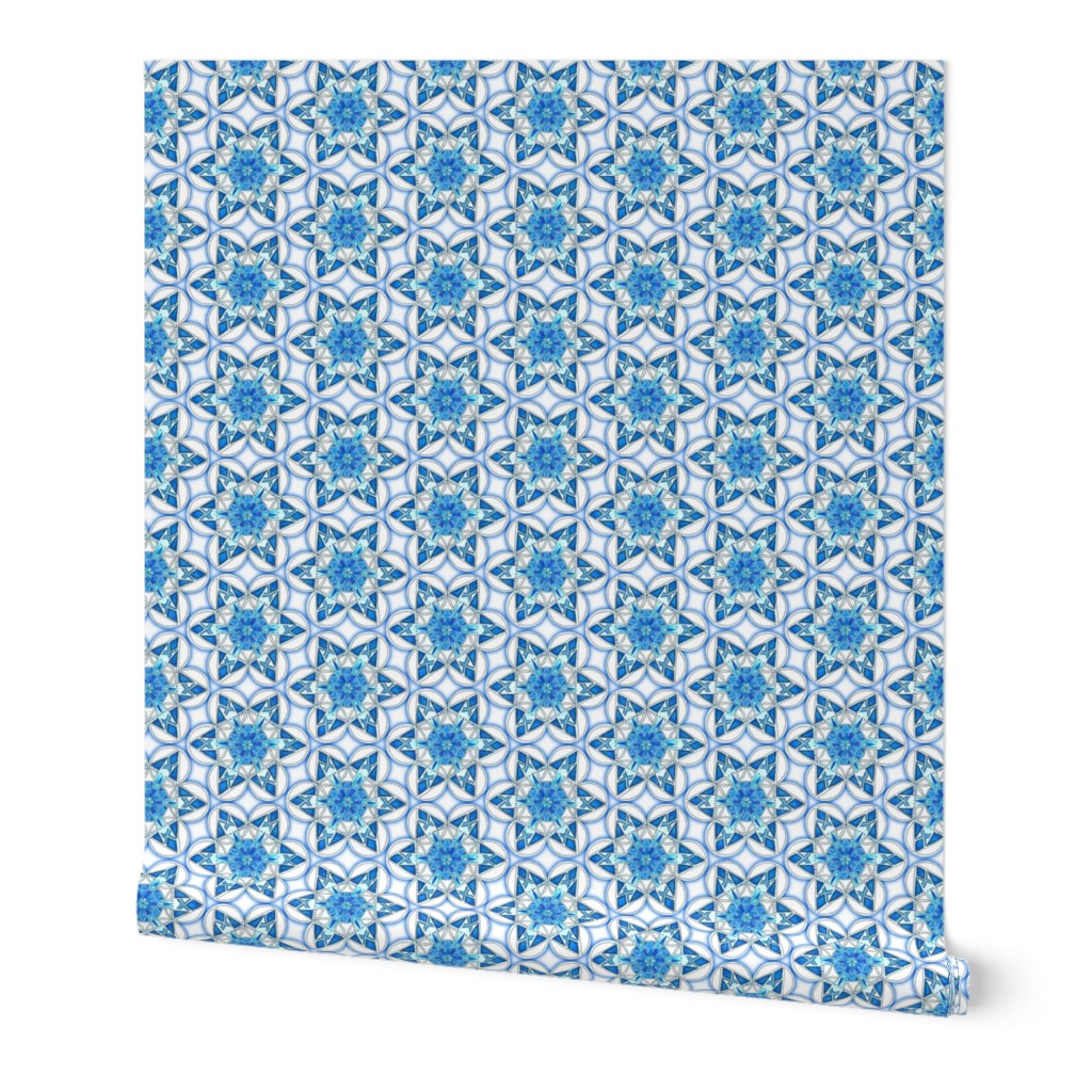 large snowflake hexagons in blue  - ELH