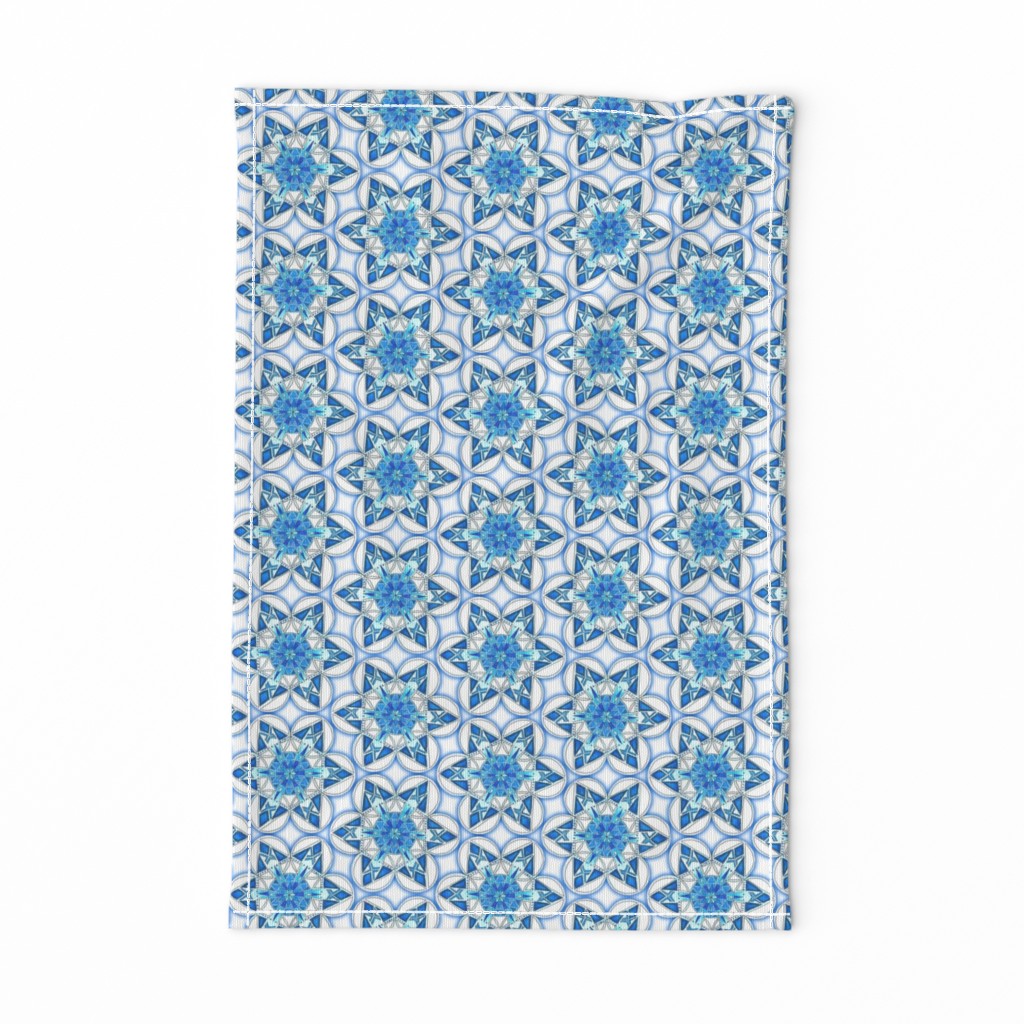 large snowflake hexagons in blue  - ELH