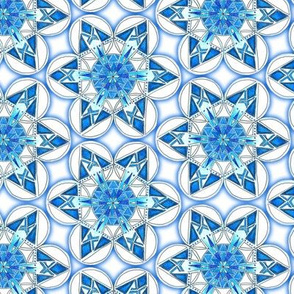 large snowflake hexagons in blue  - ELH