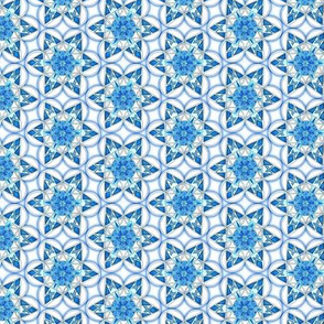 small snowflake hexagons in blue  - ELH