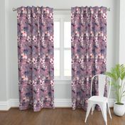 Butterflies and Hibiscus Flowers in Soft Plum - large print