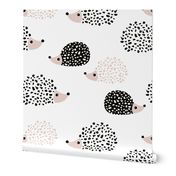 Scandinavian sweet hedgehog illustration for kids gender neutral black and white jumbo