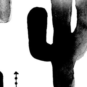 Black and white watercolors ink cactus garden gender neutral geometric arrows cowboy theme jumbo