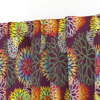 rainbow flowers on purple background