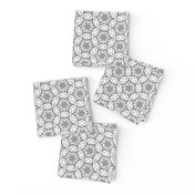 small snowflake hexagons in greyscale  - ELH