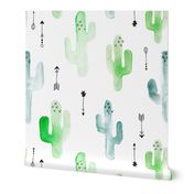 Watercolor cactus illustration indian summer theme with arrows in blue and green for boys jumbo