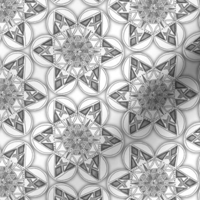 large snowflake hexagons in greyscale  - ELH