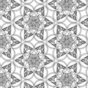 large snowflake hexagons in greyscale  - ELH