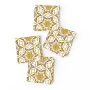 large snowflake hexagons in gold  - ELH