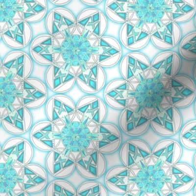 large snowflake hexagons in aqua  - ELH