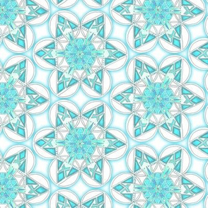 large snowflake hexagons in aqua  - ELH