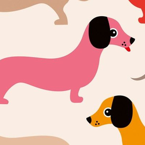 Vintage doxie sausage dogs dachshund illustration pattern girls jumbo