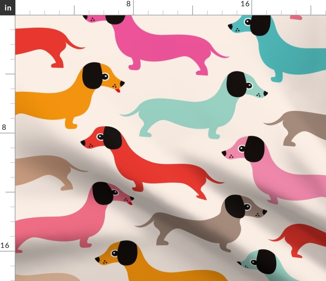 Vintage doxie sausage dogs dachshund illustration pattern girls jumbo