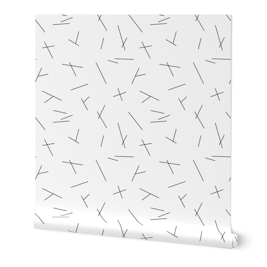 Abstract Scandinavian mid century style stripes monochrome black and white
