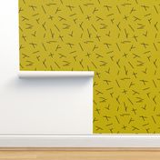 Abstract Scandinavian mid century style stripes mustard yellow SMALL