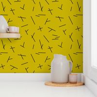 Abstract Scandinavian mid century style stripes mustard yellow SMALL