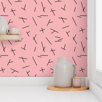 Abstract Scandinavian mid century style stripes pink black small