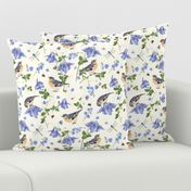 Blue flower bird pattern