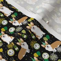 corgi (small scale) new years eve dog breed party fabric dark