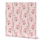 seattle tourist washington state vacation space needle america fabric pink