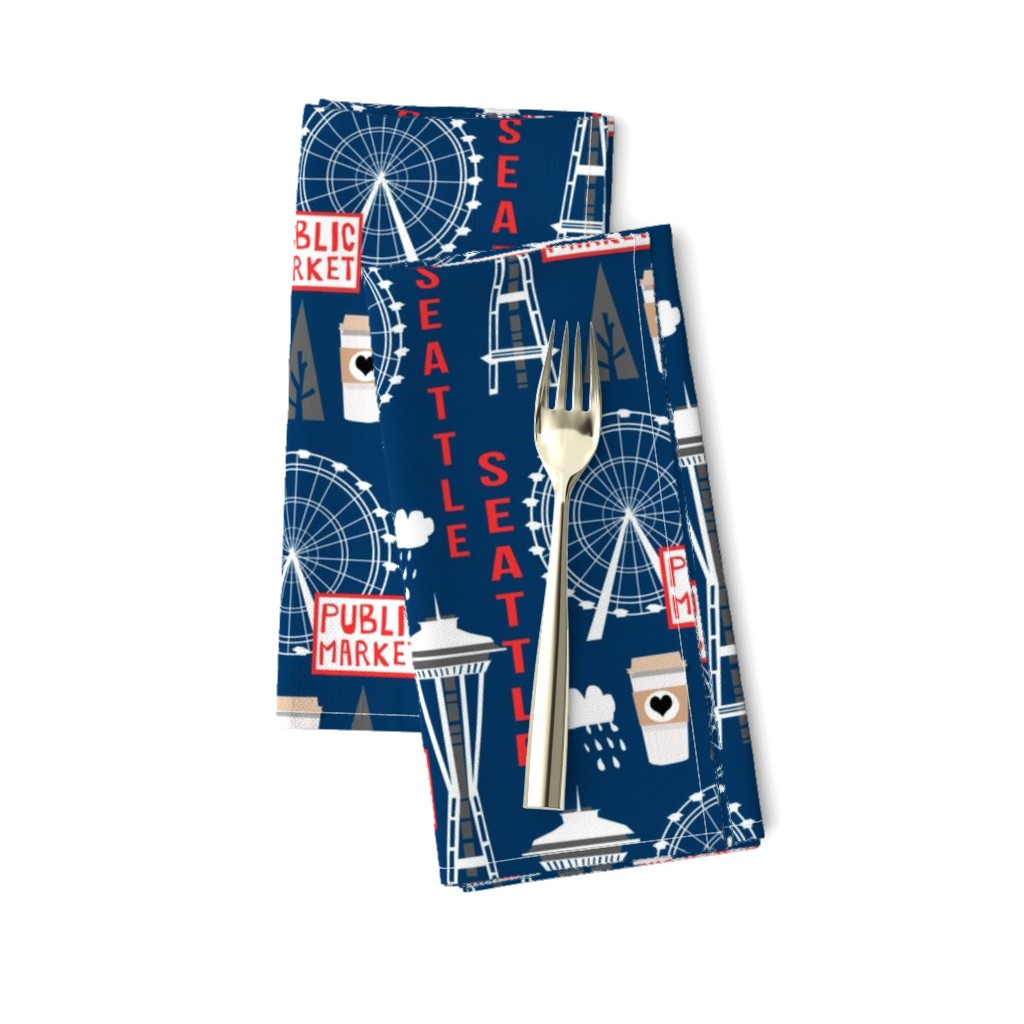 seattle tourist washington state vacation space needle america fabric navy