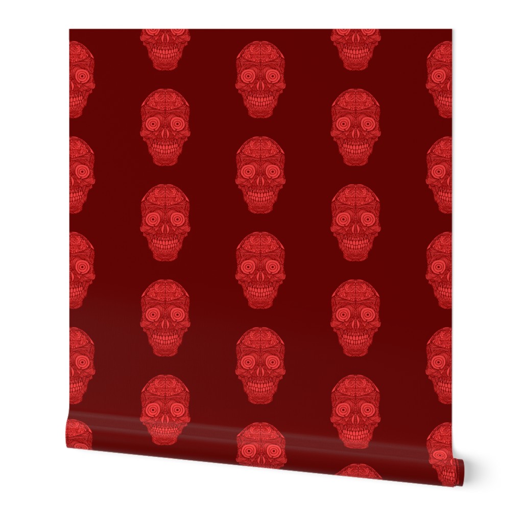 Red Brain Sugar Skull Pattern