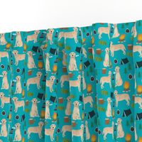 lab yellow camping dog breed fabric turquoise