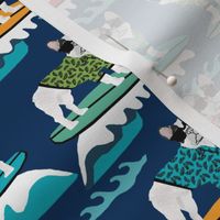 french bulldog surfing dog breed fabric navy