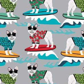 french bulldog surfing dog breed fabric grey