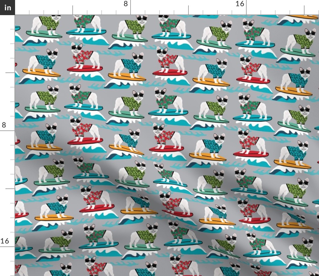 french bulldog surfing dog breed fabric grey