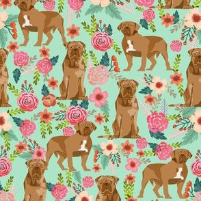 french mastiff floral dog breed fabric mint