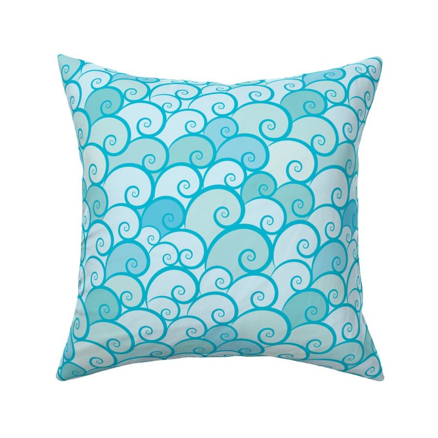 Fabric By The Yard Blue Sea Waves Pattern