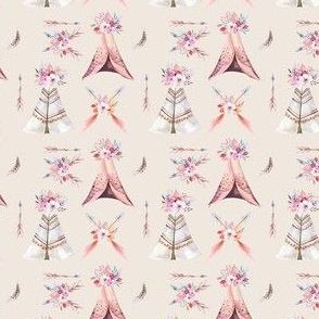 Watercolor  bohemian teepee  organic design