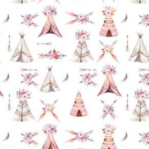 Watercolor  bohemian teepee  organic design1