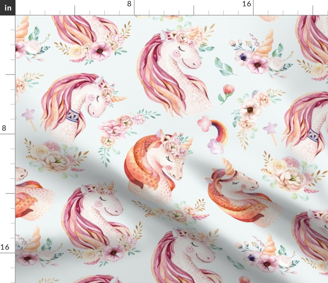 Cute watercolor unicorn seamless pattern 2