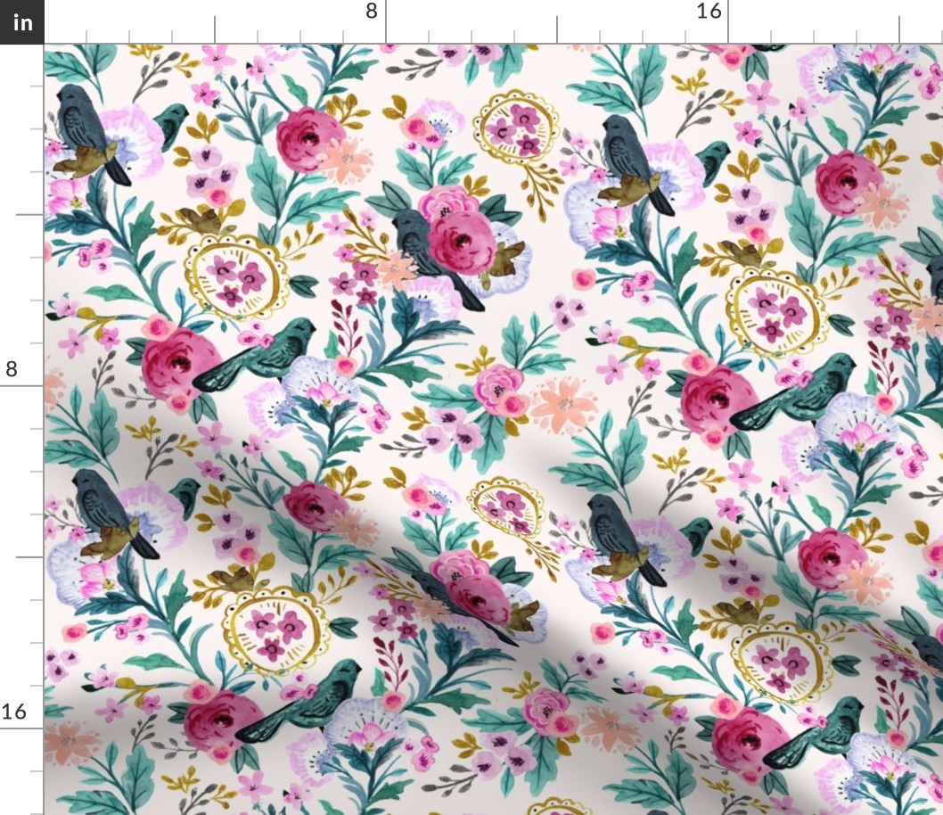 vintage birds and blooms