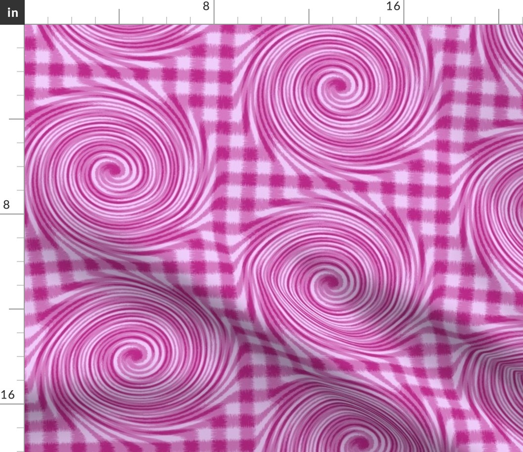 HCF33 - Large - Hurricane on a Checkered Field in Peppermint Pink and Dark Rosy Pink