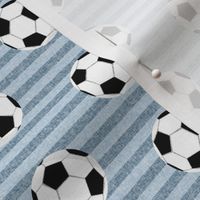 soccer ball sports fabric nursery kids blue stripe