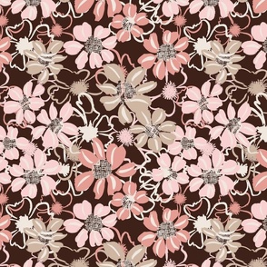 Vintage Floral_dark oak brown