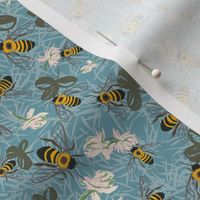 Clover Bee Ditsy-reef waters blue